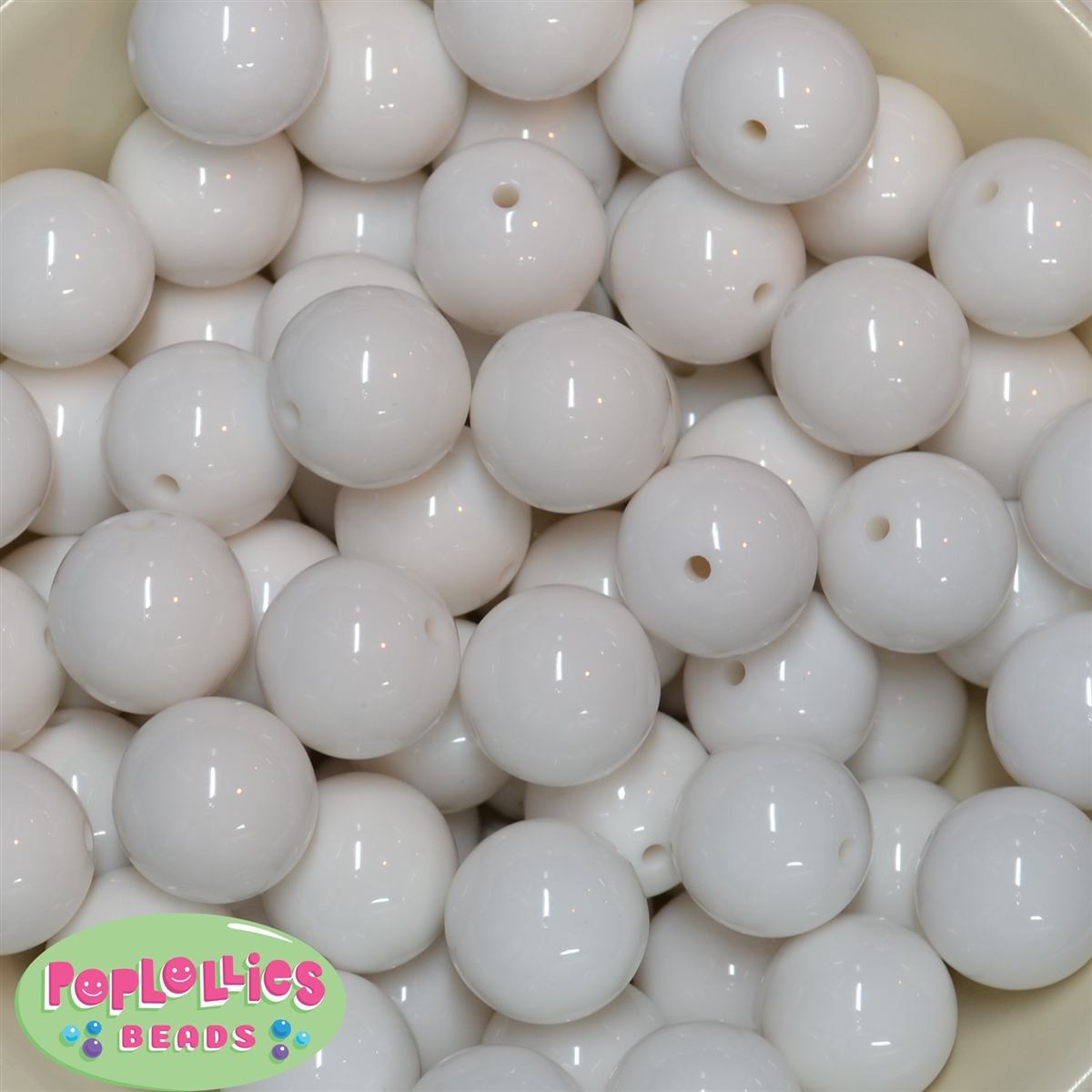 20mm White Beads 20pc